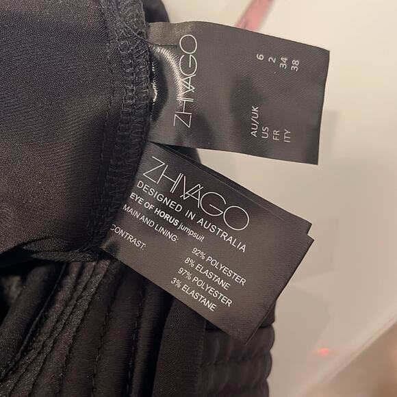 Zhivago Eye of Horus Black Flare Legged Long Sleeve Jumpsuit Size 2 - Picture 8 of 9